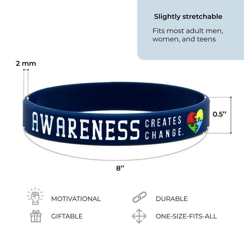 Inkstone (12-pack) Autism Awareness Bracelets - Wholesale Bulk Pack of 1 Dozen Silicone Wristbands in Adult Unisex Size - Image 3